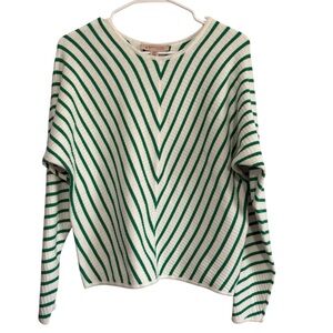 Philosophy Drop Shoulder Green White Striped Long Sleeve Lightweight Top Size XS